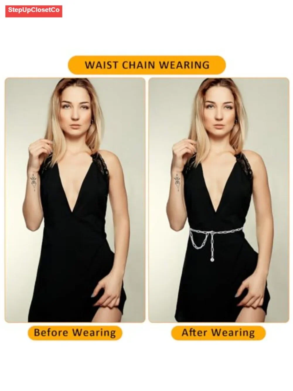 Adjustable Metal Chain Belt for Women Western Waist Belt for Jeans Dresses